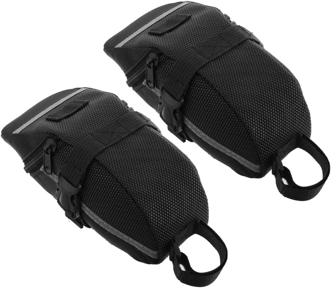 2pc Bike Saddle Bag under Seat Storage Pouch for Mountain Road Bikes Cycling Seat Pack with 3d Shell Black for Outdoor Riding