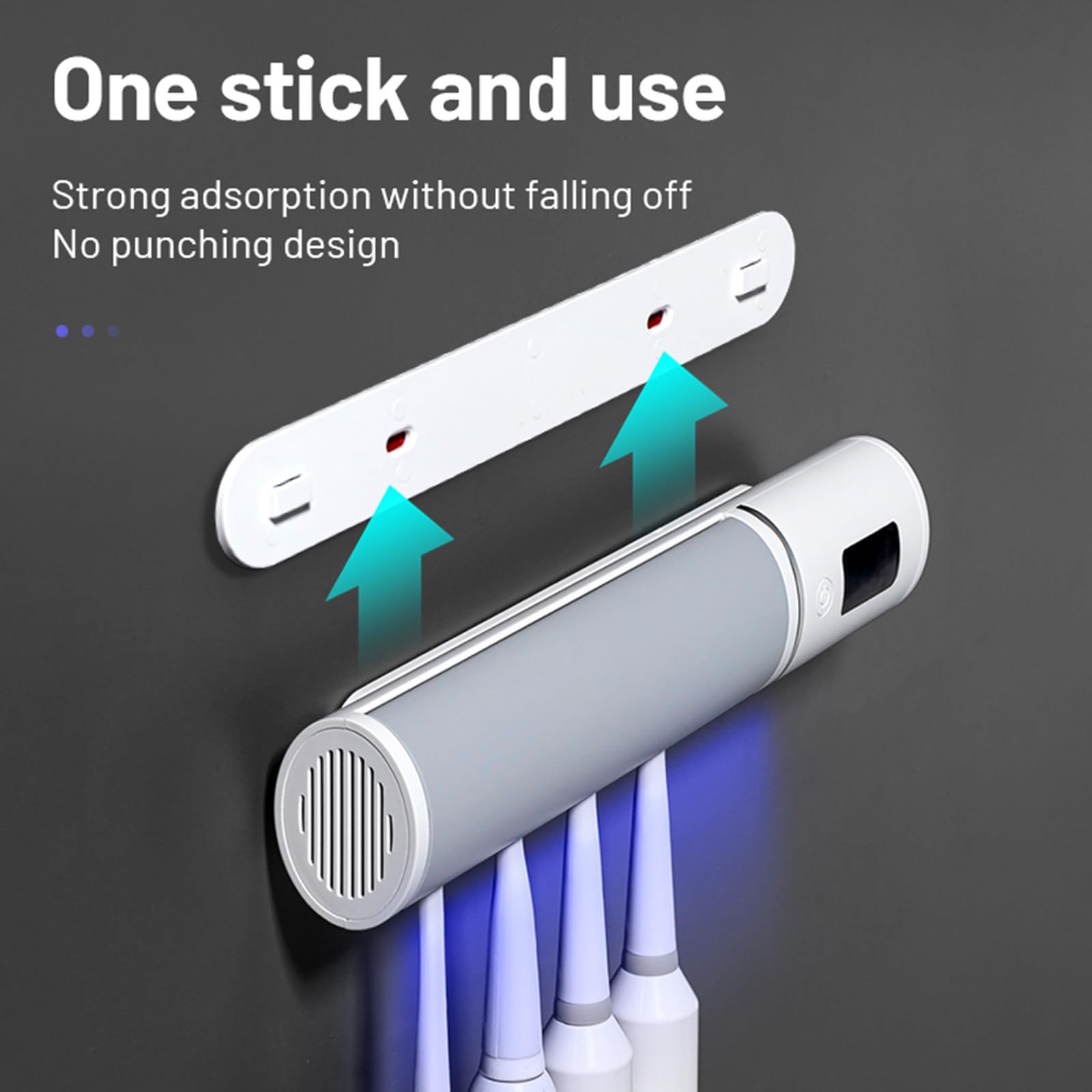 Esterilizador de cepillo de dientes inteligente, soporte para cepillo de dientes montado en la pared, esterilización UV por inducción automática, accesorios de baño