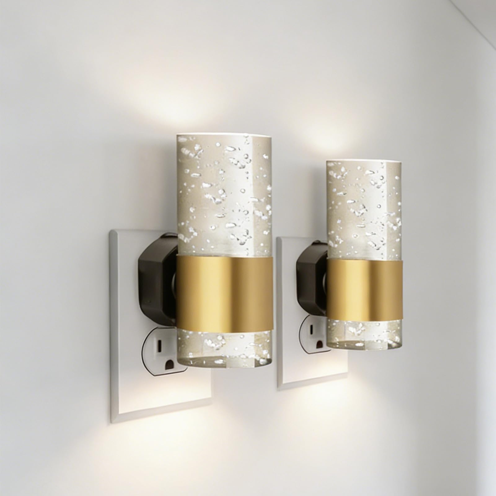 Tangxi Moderna Luce Notturna Plug-in Luminosità Regolabile con Sensore Dal Crepuscolo All'alba per Corridoio e Asilo Nido Luci Notturne Acriliche 2 Pezzi (1w Spina europea)
