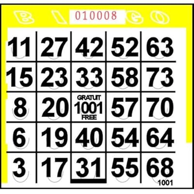 Yellow Pushout Bingo Cards 500 ct 500 per package