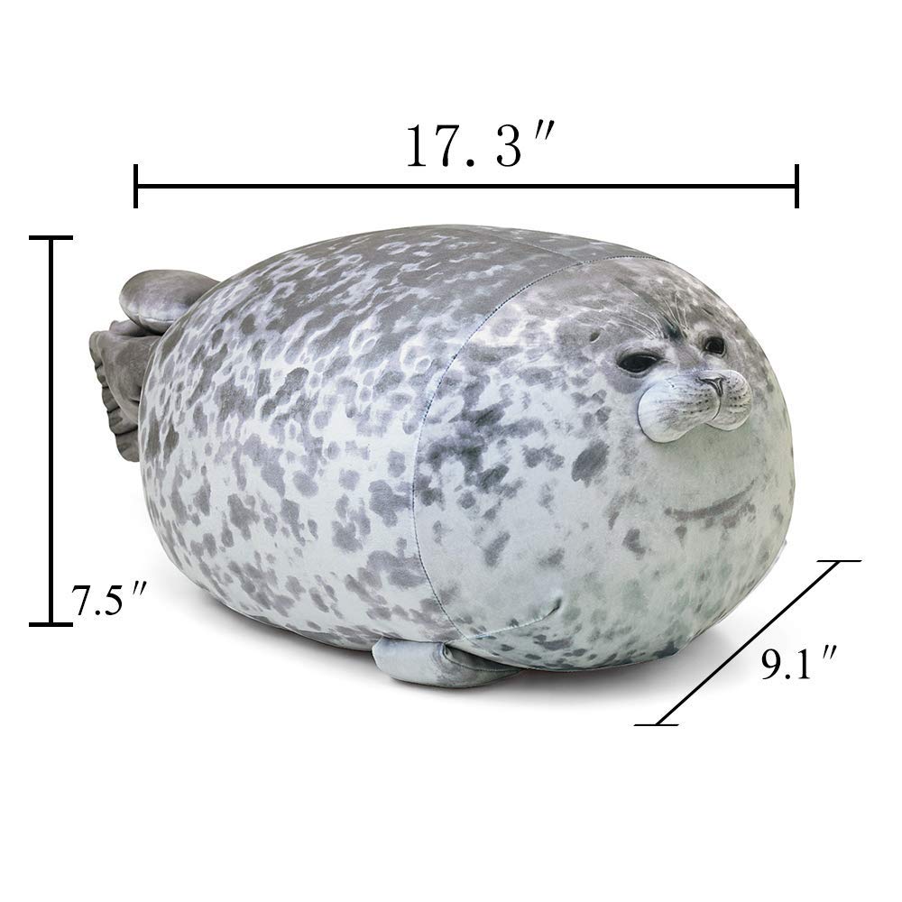 Cute Chubby Blob White Seal Plush Pillow,Stuffed Animal Seal Plushie Toy Cotton Plushy Ocean Gray 16 Inch - View #11