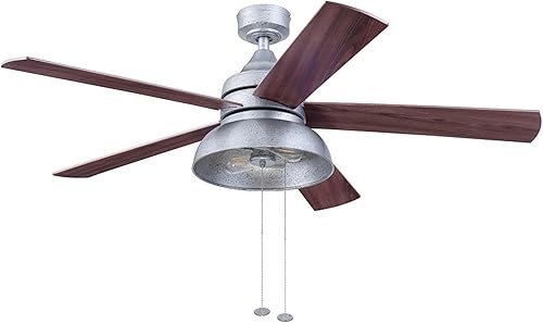 Miniatura 17 de Prominence Home Brightondale, 52 Inch Industrial Style Indoor/Outdoor Ceiling Fan with Light, Pull Chains, Dual Mounting Options, 5 Dual-Finish