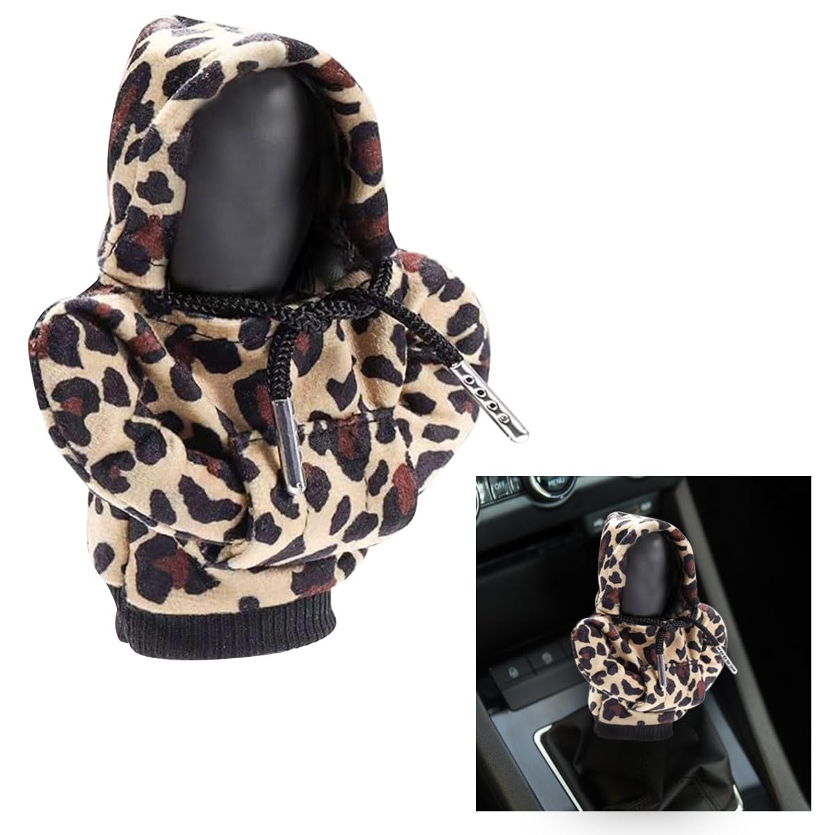 Leopard Gold Car Shift Knob Hoodie Cover