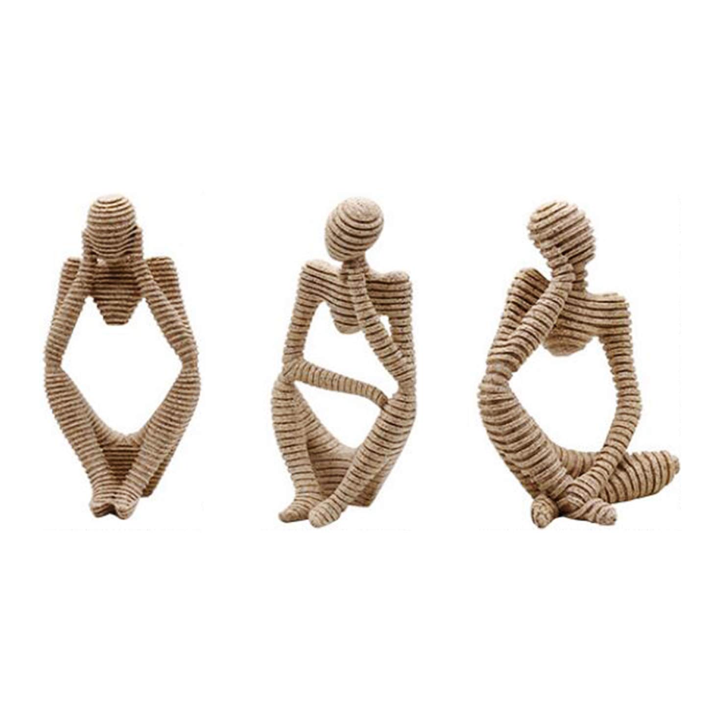Skulptur Schweigen Ist Gold, 3 Set Denker Statue Abstrakte Skulptur Ornamente Harz Figur Dekoration Kunst Abbildung Für Home Office Desktop-Dekoration,3 Sets of coils