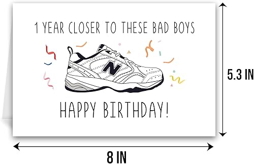 Miniatura 3 de Qiliji Tarjeta de cumpleaños de zapatos divertidos para papá, tarjeta de feliz cumpleaños para él, tarjeta de cumpleaños de New Balance Shoes,