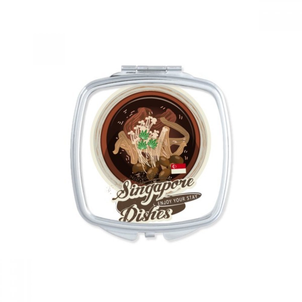 Miroir de poche Singapour Bak Kut Teh petit modèle compact pour maquillage