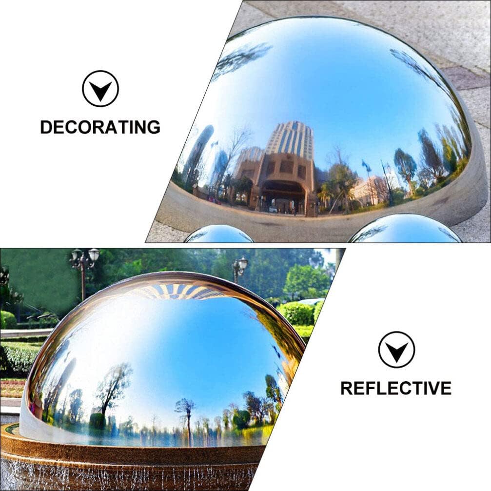 DULAI 4Pcs Disco Ball Rainbow Gazing Globe Hollow Hemisphere Ball Gazing Globe Mirror Ball Mosaic Gazing Ball Polished Garden Sphere Metal Decor Reflective Ball Stainless Steel Spherical, Silver
