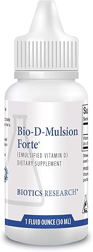 Biotics Research Bio D Mulsion Forte Vitamina D3 Liquid Drops 50 para una mejor absorción fortalece los huesos apoya el sistema inmunológico sistema