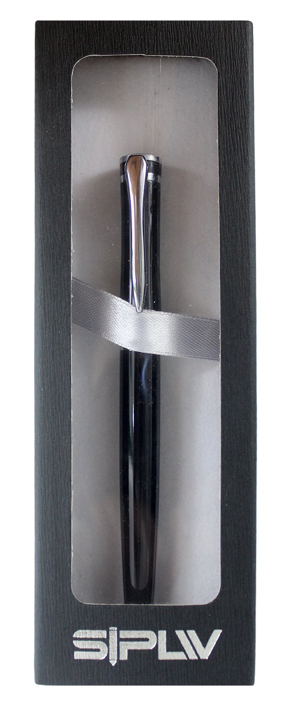 SIPLIV Tintenroller 3035 – Klassisch Glatt, Schwarze Minen, Silbernes Design