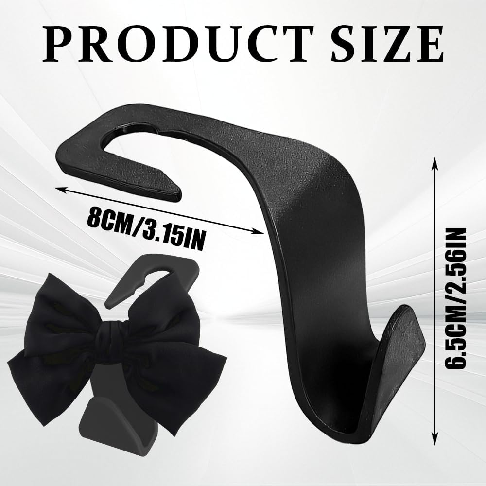 2PCS Car Seat Headrest Hooks, Car Purse Holder, Cute Bow Shaped Vehicle Backseat Storage Hooks, Auto Interior Headrest Organizer Fit for SUV Sedan Truck (Black Bowknot) image 2