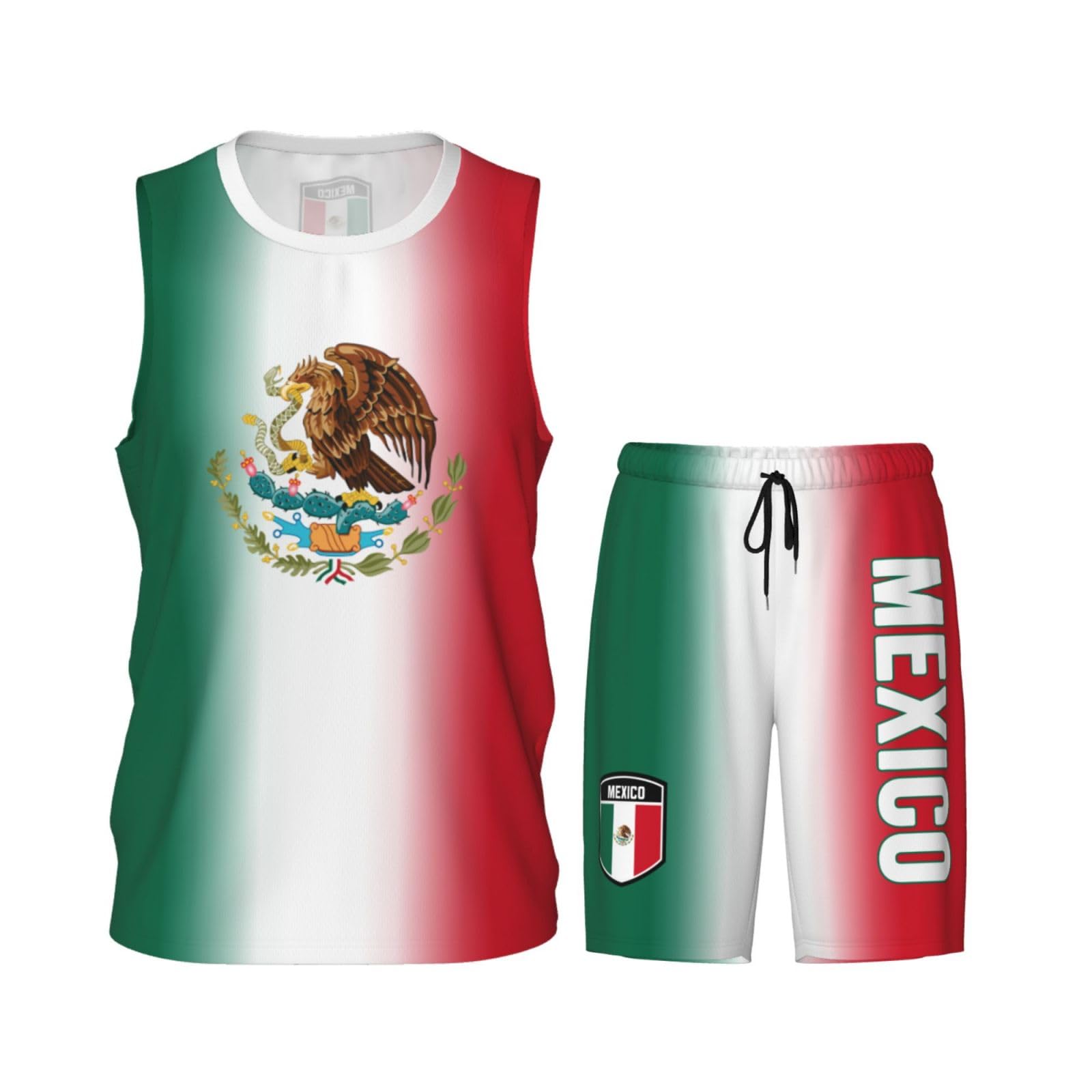 DABOYOZHZH Mexico Flag Basketball Uniform Suit for Men Team Training Athletic Gradient Jersey