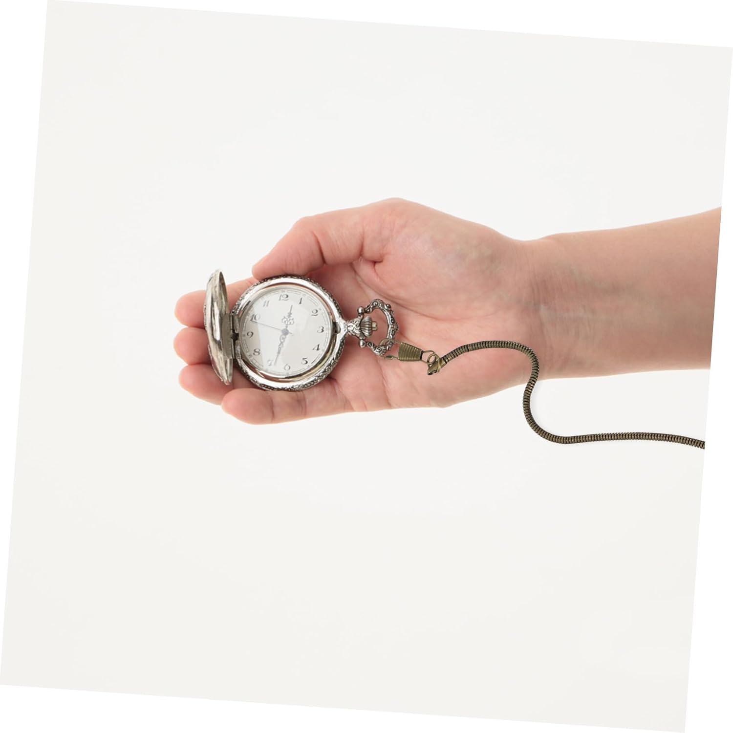 Bronze Snake Chain Pocket Watch Accessory with Metal Buckle Belt Chain for Vintage Style Men Jeans and Retro Casual Wear