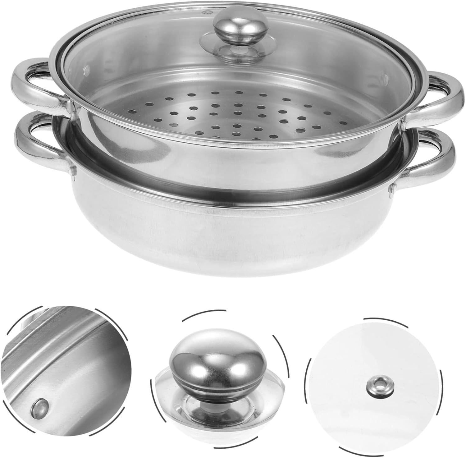 Stainless Steel Double Boiler Steamer Pot Handle Design Food Steaming Pot for Cooking