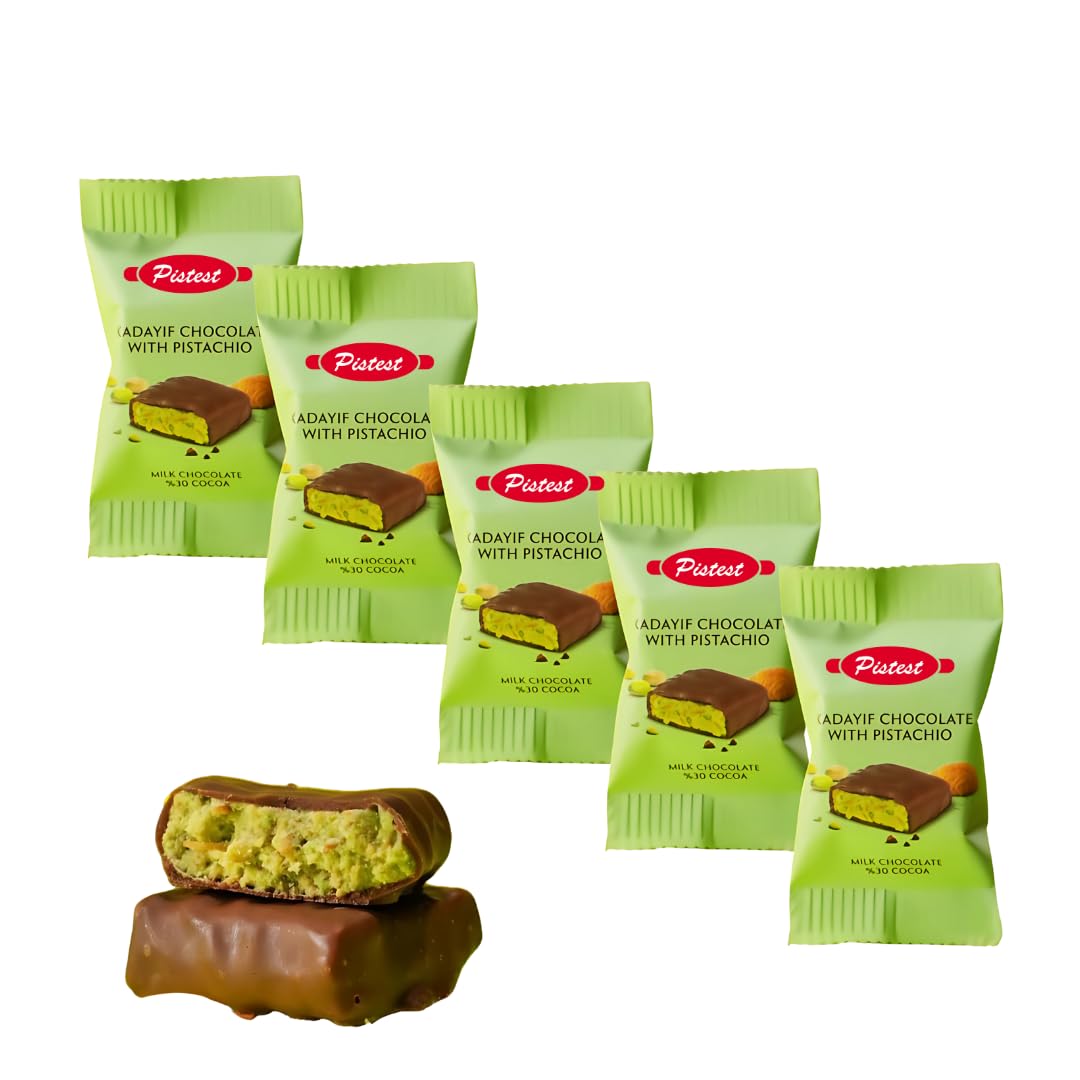 5 Count of Mini Dubai Chocolate Kunafa Pistachio Bar | Pistachio Chocolate Bars with Shredded Phyllo Dough | Fresh Daily Production 2.2 oz (62.5g)