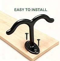 Vista 3 de 10 Pcs Zinc Alloy Ceiling Double Hook Cabinet Wardrobe Coat Towel Hat Hook Hooks Under Cabinet Shelf (Black)