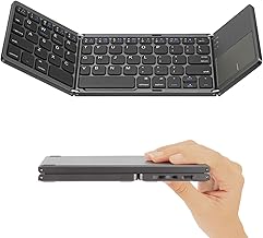 LAMA Foldable Bluetooth Keyboard with Touchpad, Wireless Mini Ultra-Slim Foldable Keyboard for iPad, Tablet, Smartphone, i...