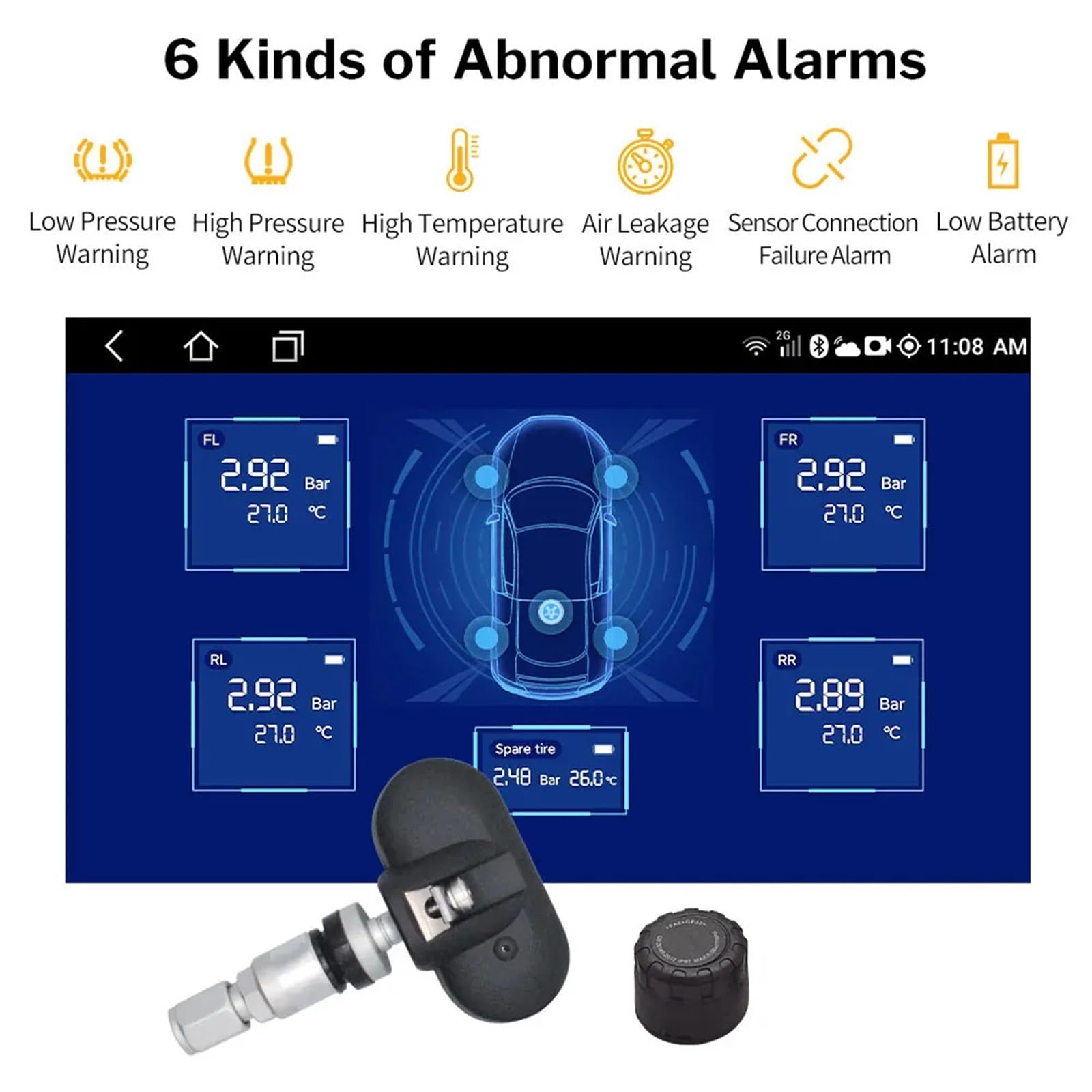 System monitorowania ciśnienia w oponach kompatybilny z Bluetooth do samochodów, motocykli, motocykli, rowerów, czujników TMPS, BLE Control(BL8M3 External Type)