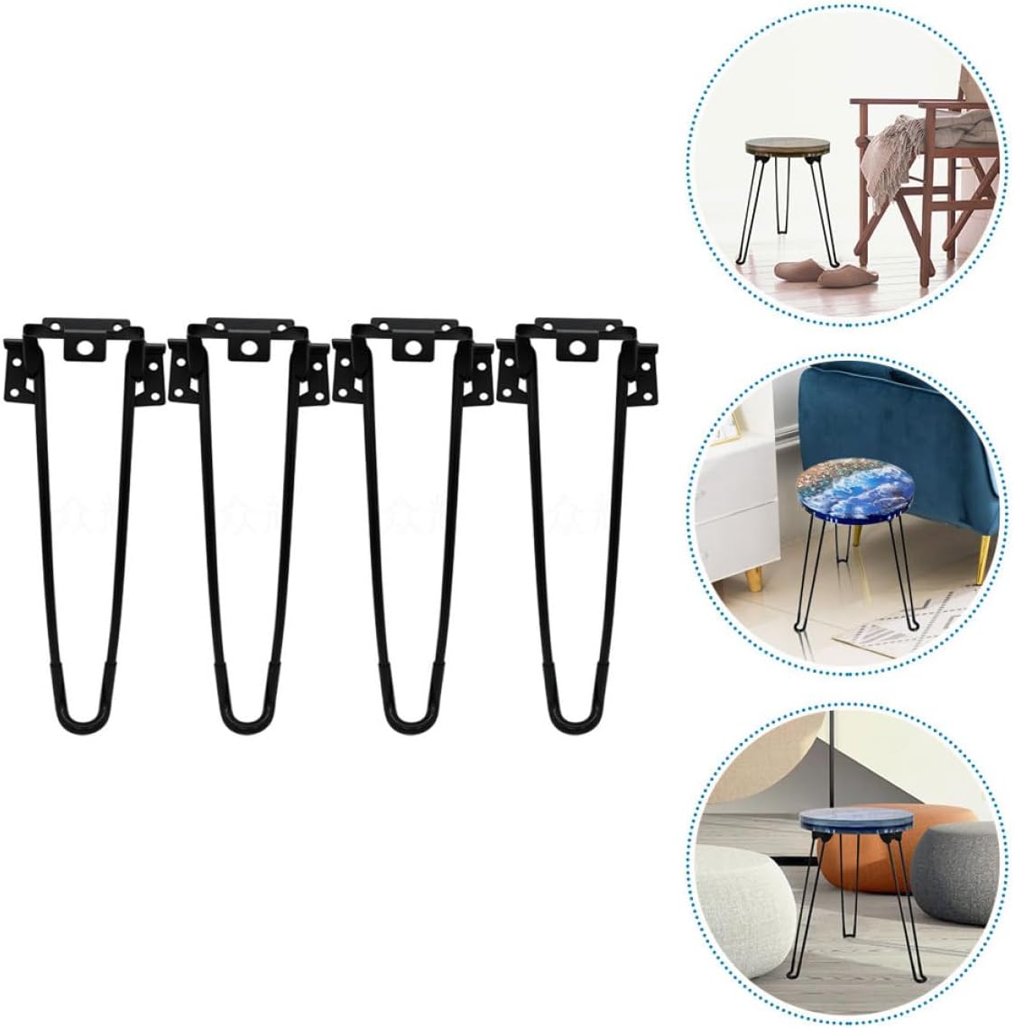 Zerodeko 4pcs Black Folding Table Legs Steel Hairpin Furniture Legs Easy Install Computer Desk for DIY Home Office Bedside Tables 450mm