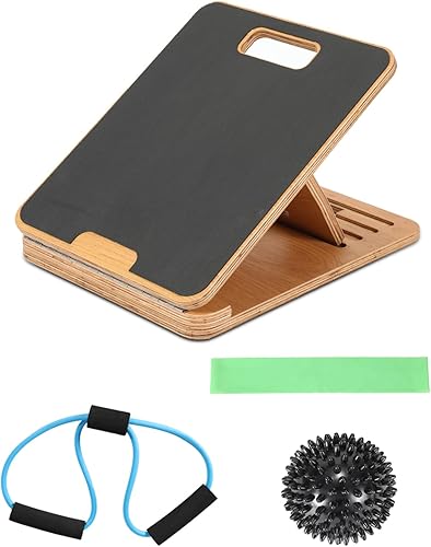 Aukivon Tabla inclinada, tabla inclinada de madera para pantorrillas para sentadillas, tabla de inclinación ajustable en posición, tabla elástica