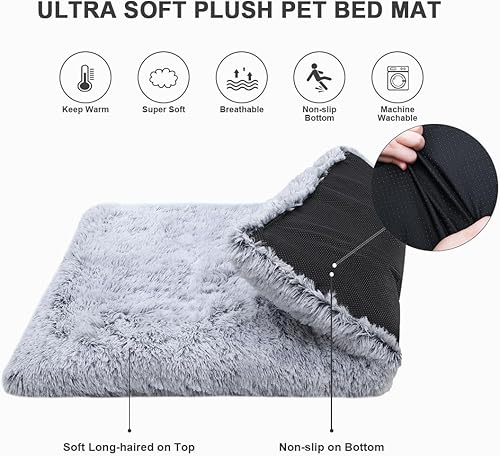 Miniatura 5 de Vonabem Cama pequeña para perros de 24 pulgadas, cama lavable para cachorros, camas de felpa suave para mascotas, cama antideslizante para gatos,