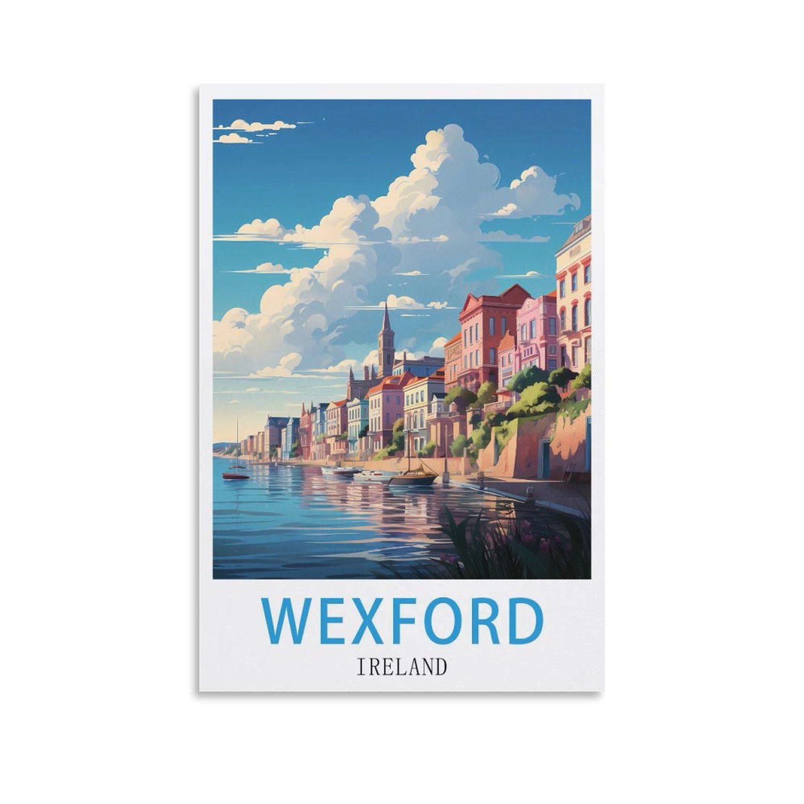 Cyyhgee Unframe-Style Wexford Ireland Vintage Travel Poster 08X12inch(20X30cm) Canvas Poster Wall Art Living Room Home Decor