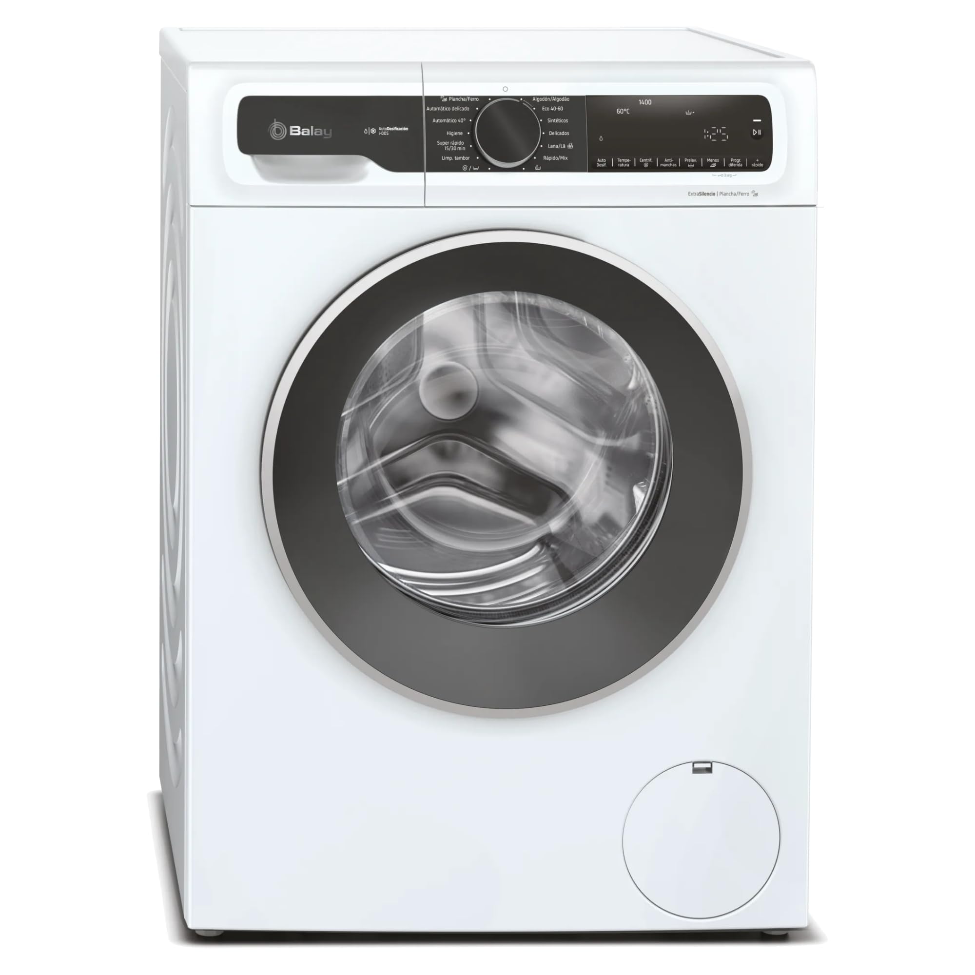 Balay Lavadora, Carga Frontal, Libre instalación, 60 cm., 10 kg, ExtraSilencio, Display LED, Blanco, 3TS3106B. Etiqueta Energética