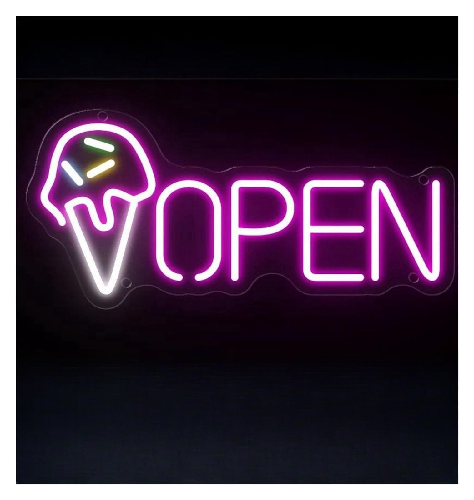 Lemst One Color Signs Lamp Ice Cream Open Sign Neon Light Ice Cream Shop Sign Light Usb Lamp Decoration Sign Dessert Shop Wall Business 35X17cm