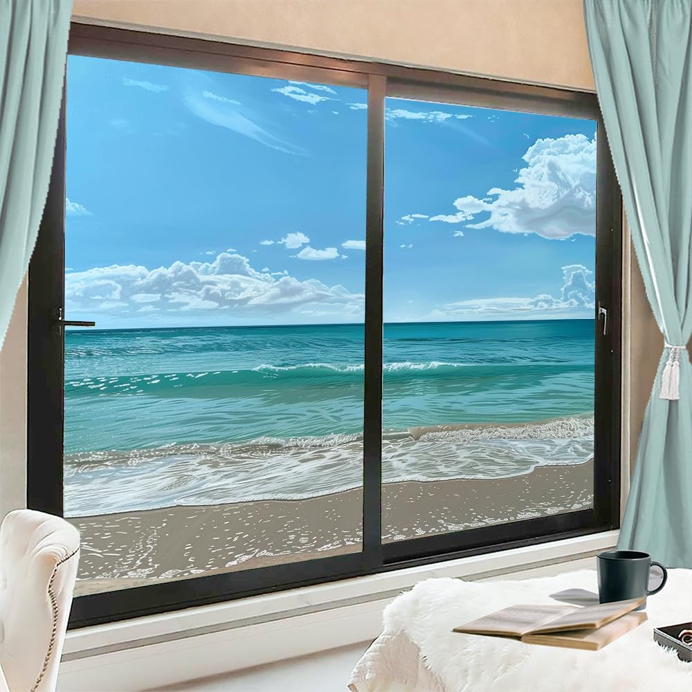 Amazon.com: FOCCAFB Summer Ocean View Privacy Window Film