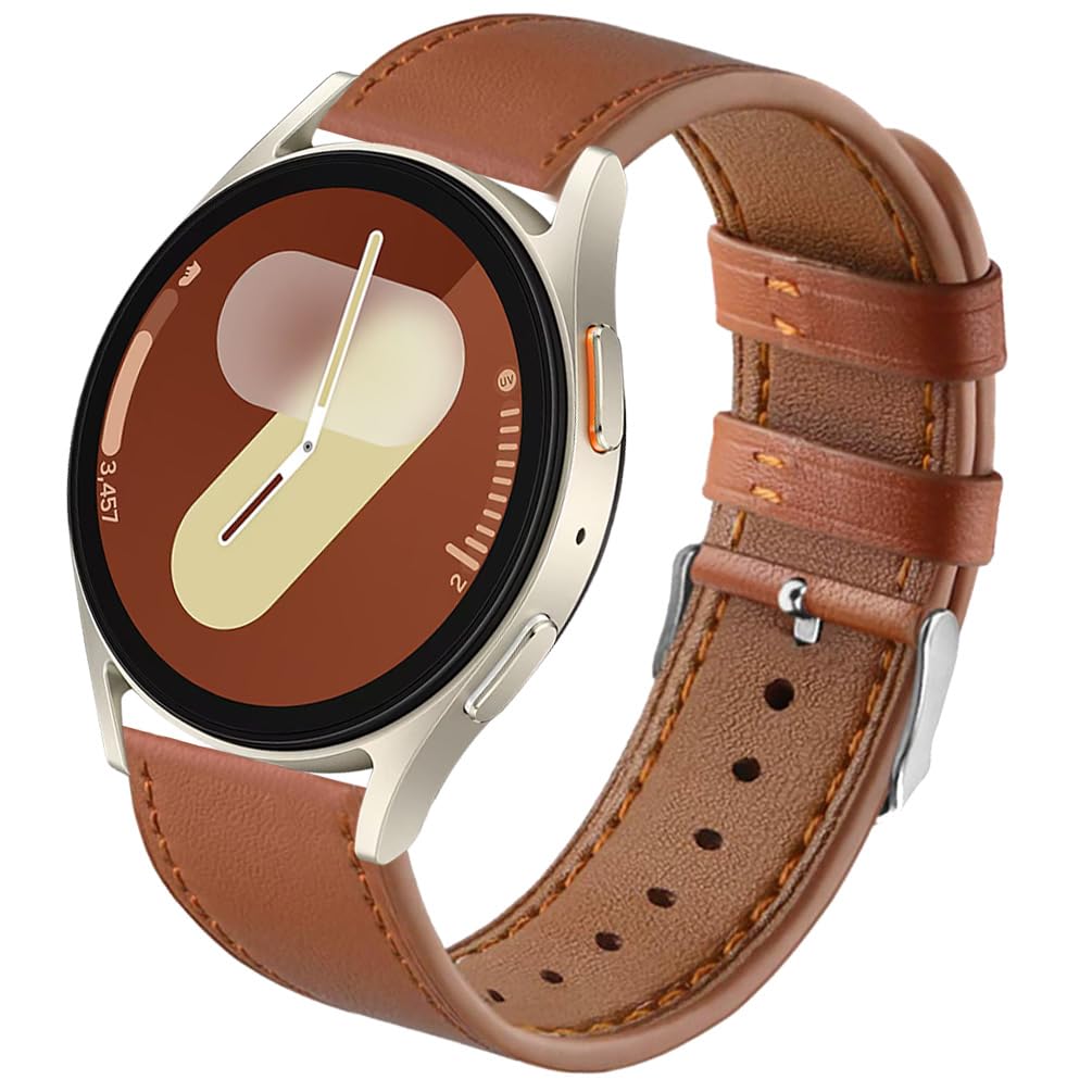 Leather Bands Compatible for Samsung Galaxy Watch 7 FE 6 5 4 Band 40mm 44mm, Watch 5 Pro 45mm/ 6 4 Classic 42mm 46mm 43mm 47mm/Active 2, 20mm Comfortable Replacement Strap Wristband