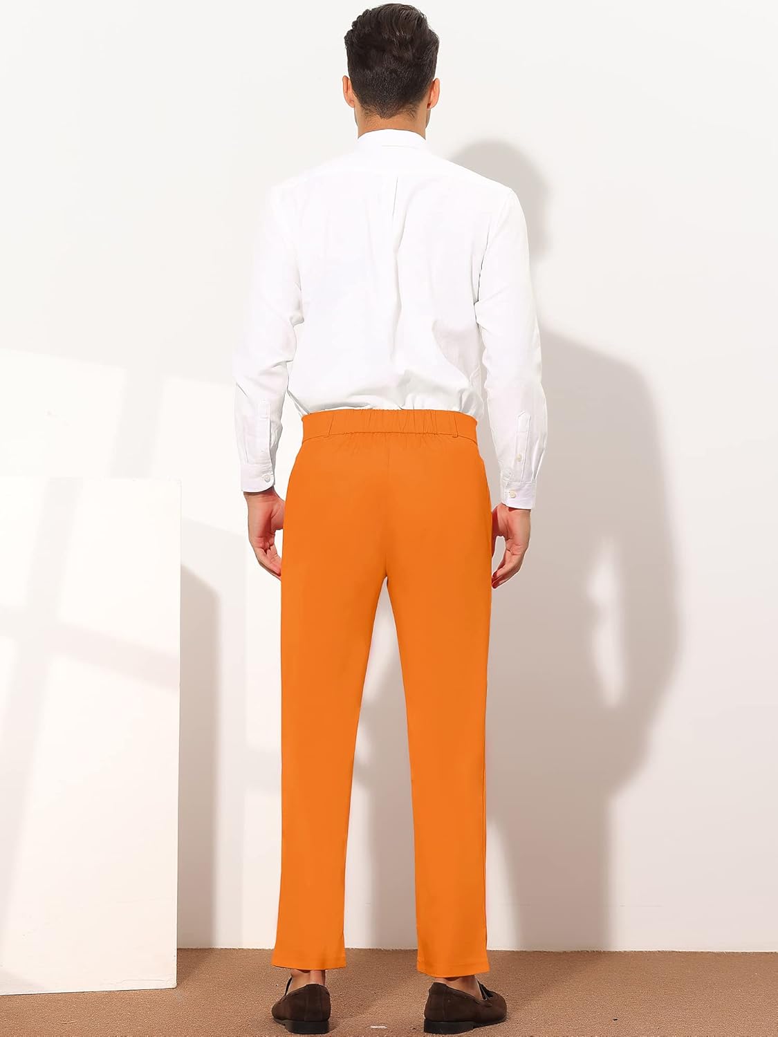 Lars Amadeus Men's Dress Pants Flat Front Zipper Up Straight Leg Business Chino Trousers - Image 5