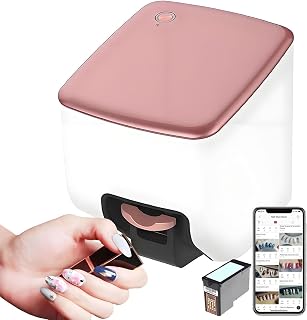 Nail Printer Nail Art Machine,Portable 3D Nail Painting Machine, 1000+ Designs, DIY Nail Printer Control Through Mobile App for Home Salon, 10s Done, Cute Girls Women Gift