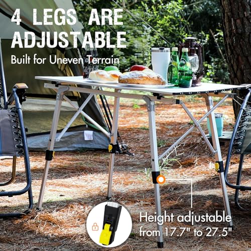 image for PORTAL Camping Table Portable Foldable with Adjustable Legs, Aluminum 