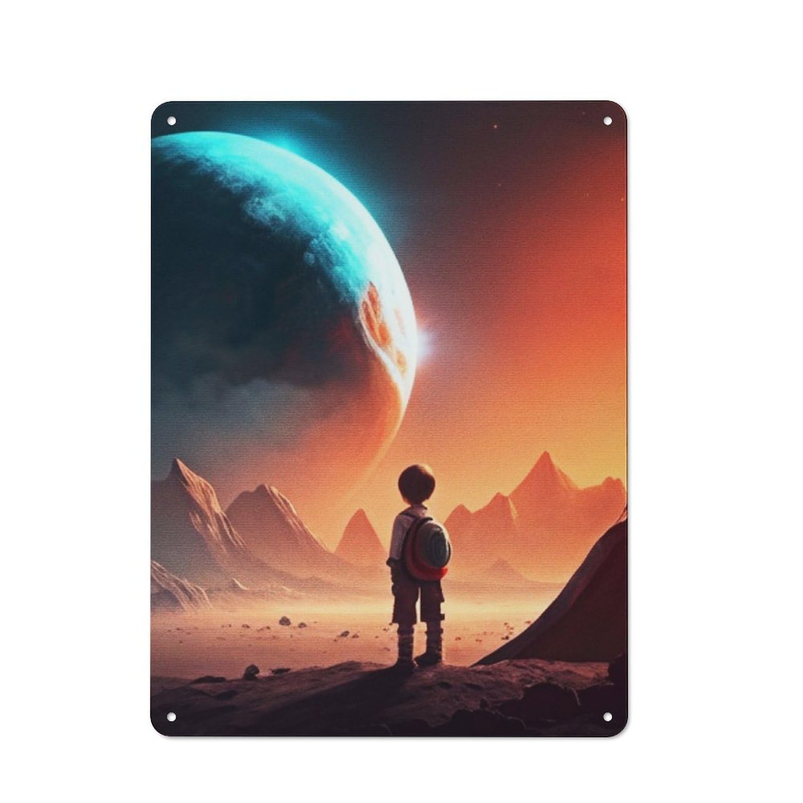 Junmoney Children Space Rustic Metal Wall Sign 40X30cm For Hobby Room Or Studio, For Vintage Wall Decor Fans, For Themed Room Decoration