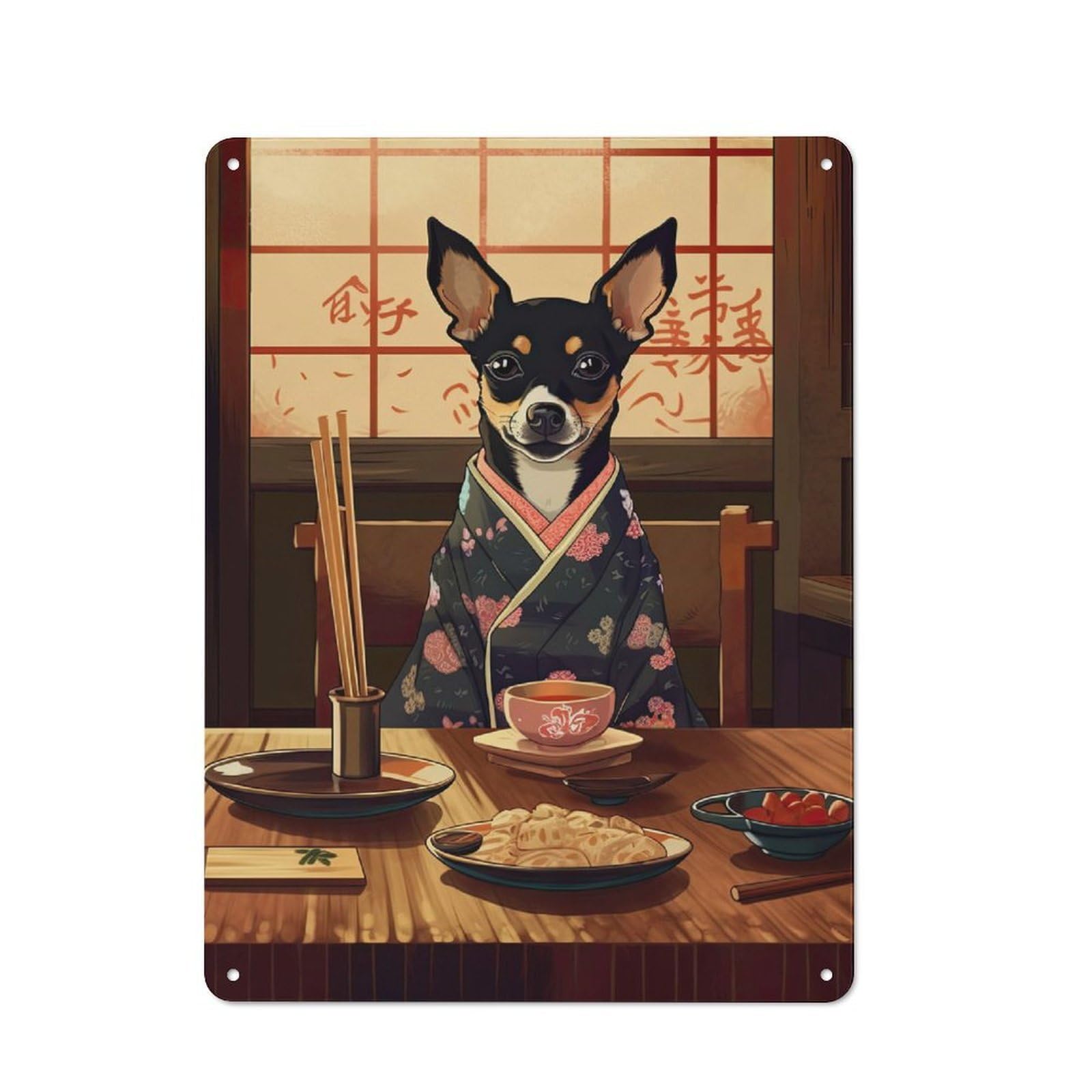 Junmoney Style-4 Miniature Pinscher Japanese Food Retro-Style Metal Sign 40X30cm For Garage Or Workshop, A Moving-Home Gift For Collectors Of Tin Signs
