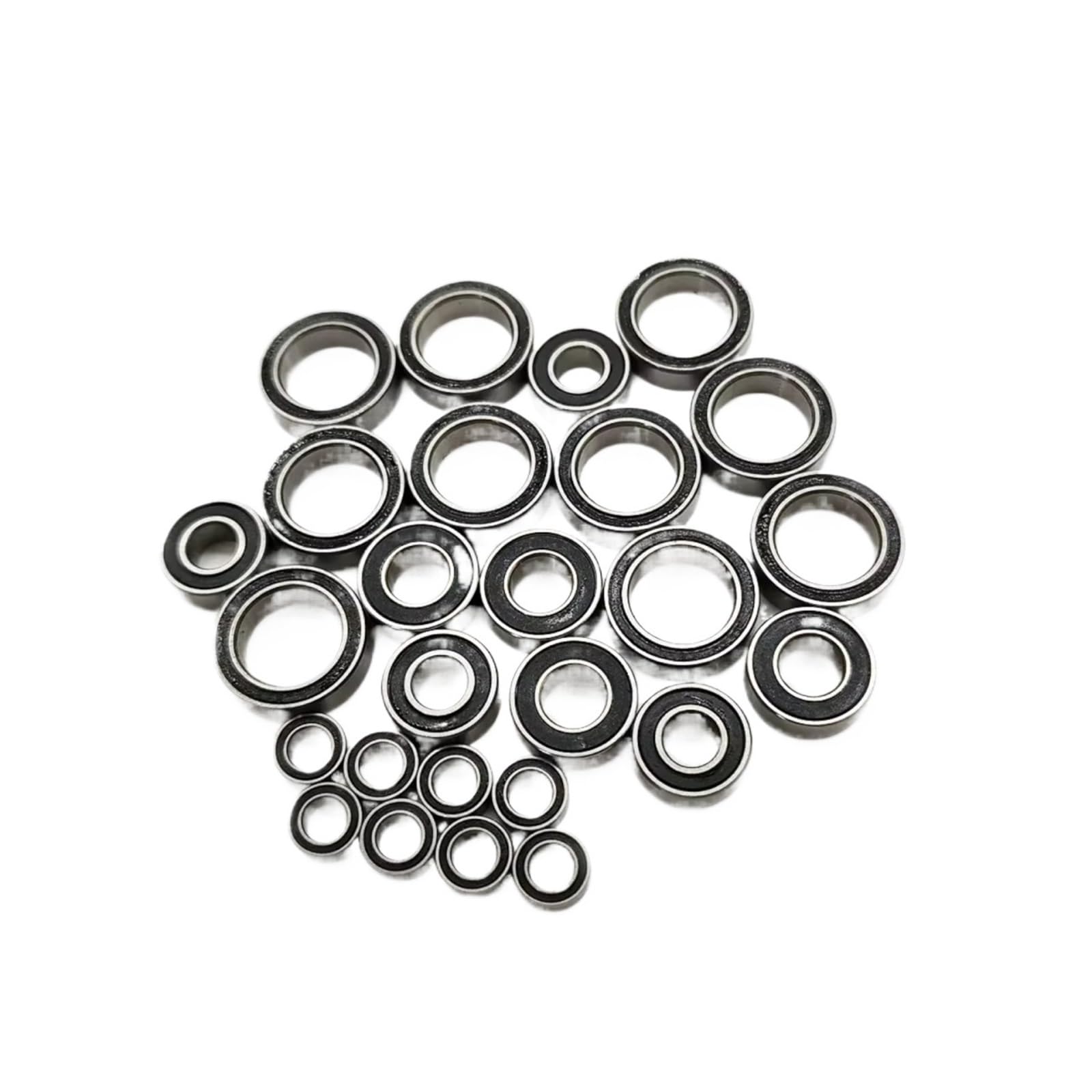 para Tekno ET410 EB410 1/10 26 Piezas Kit Completo De Rodamientos De Bolas Acero Cromado Preengrasado Sellado con Goma Negra Coche RC Pieza De Mejora Rodamientos Mejoras RC