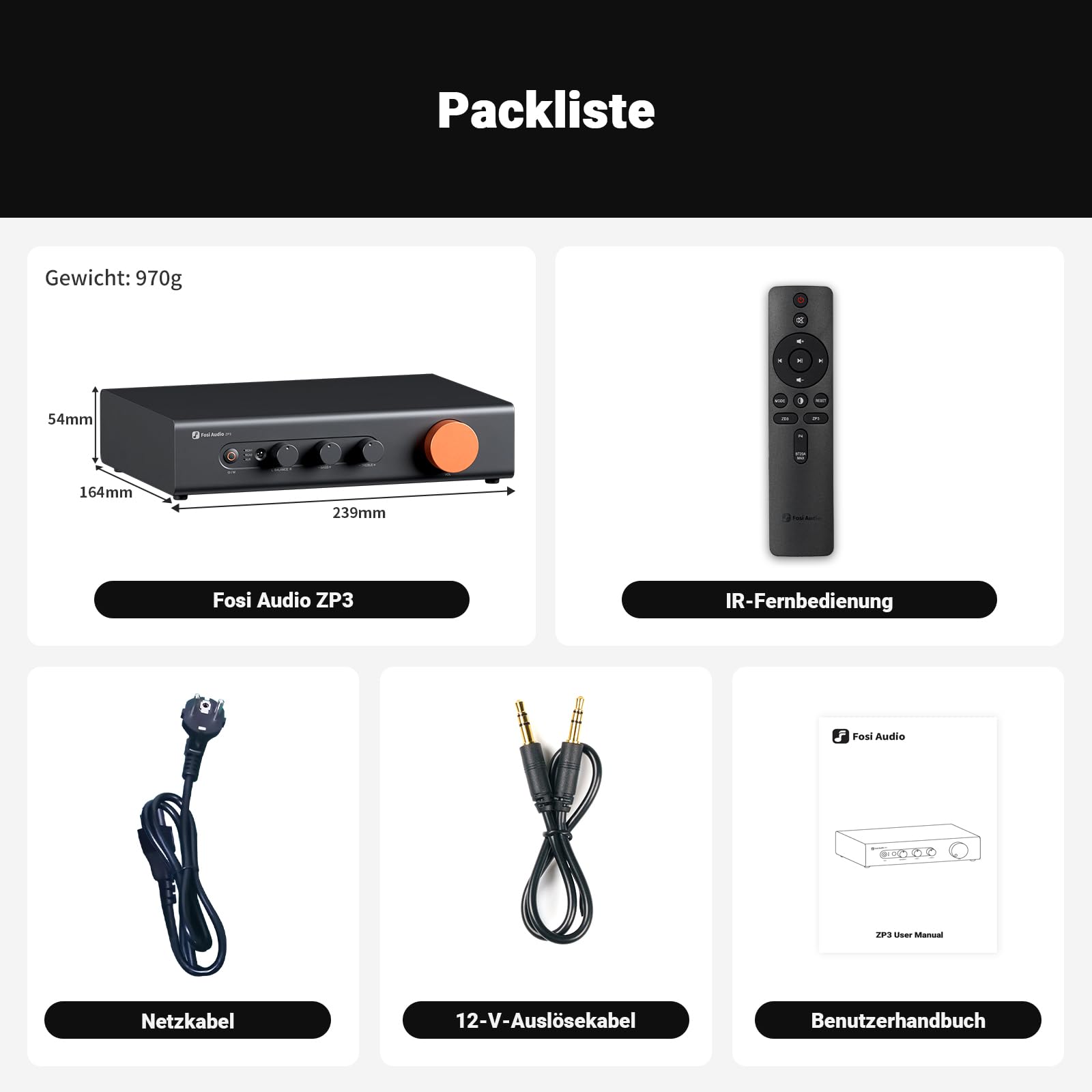 Fosi Audio ZP3 Symmetrischer Vorverstärker für Home Audio, 2 RCA und XLR Eingänge, RCA/XLR Ausgänge und Sub-Out, Preamp für 2.0 Stereo und 2.1 Setup, mit HPF Hochpassfilter und Tone Control