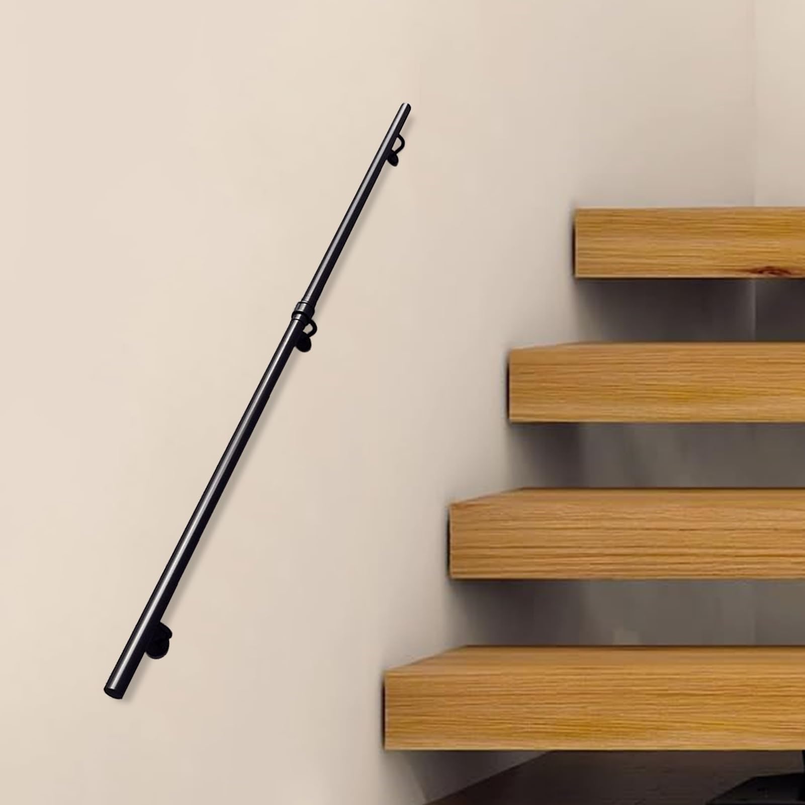 Main courante noire escaliers 330 cm barre appui fer forgé