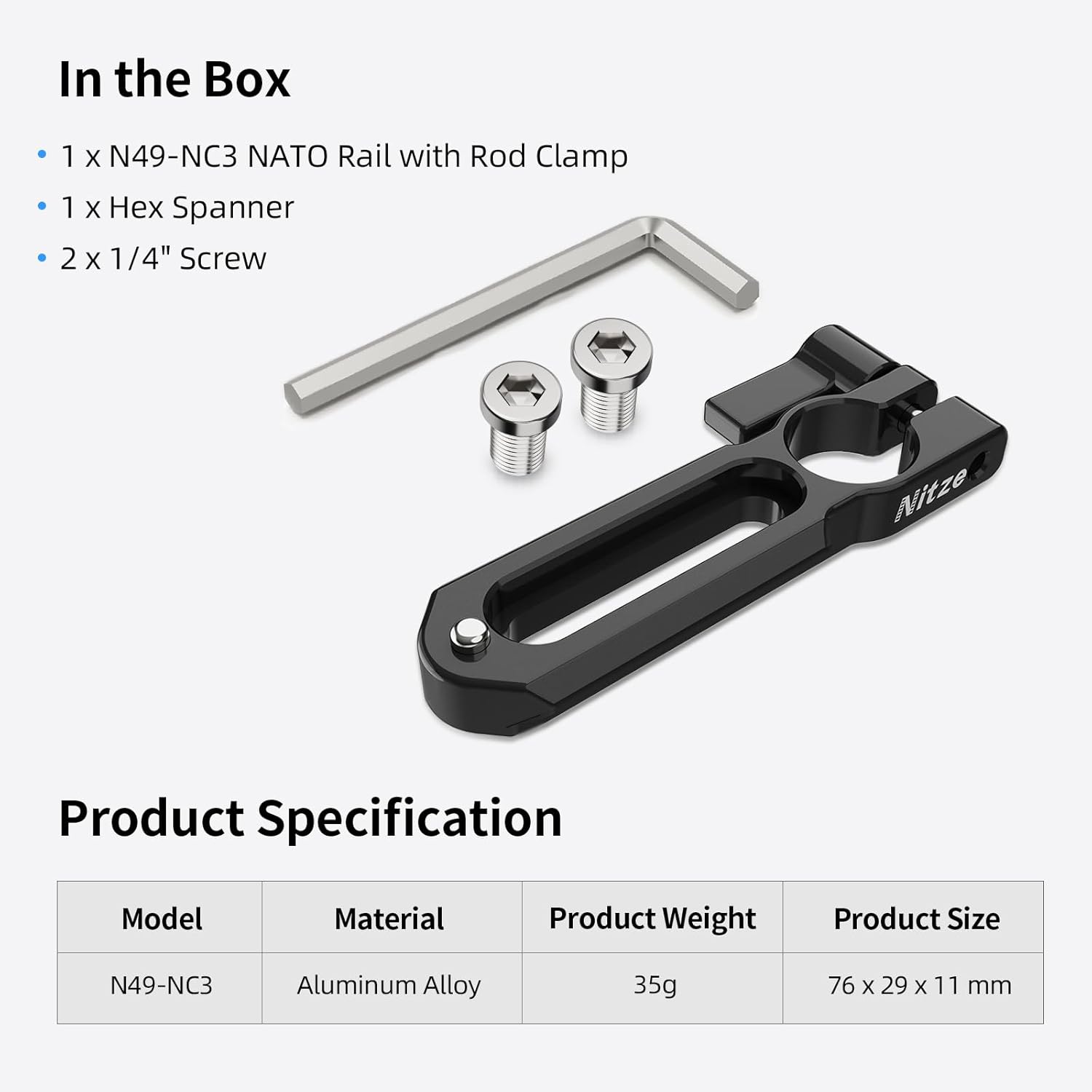 Nitze NATO Rail with 15mm Rod Clamp (3"/76 mm) - N49-NC3 - Image 5