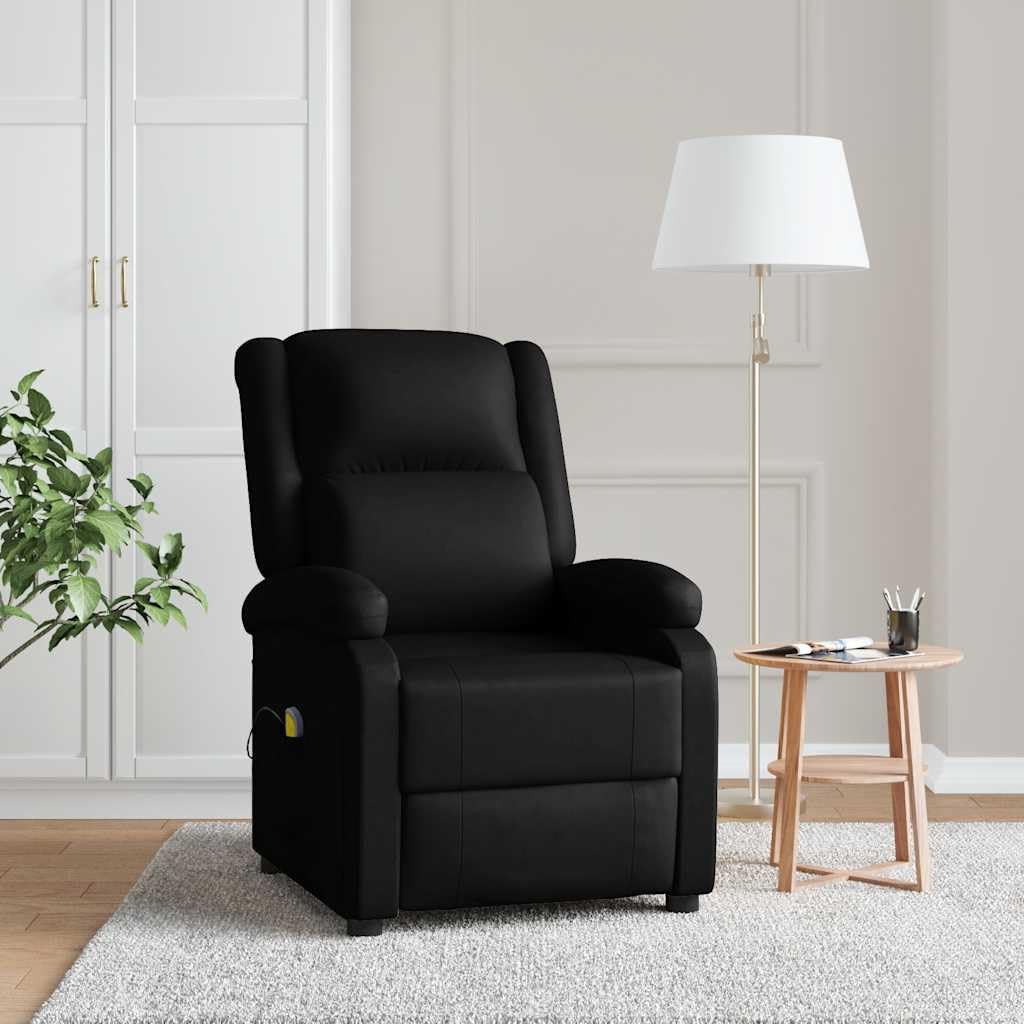 vidaXL Sillón de Masaje de Cuero sintético Negro
