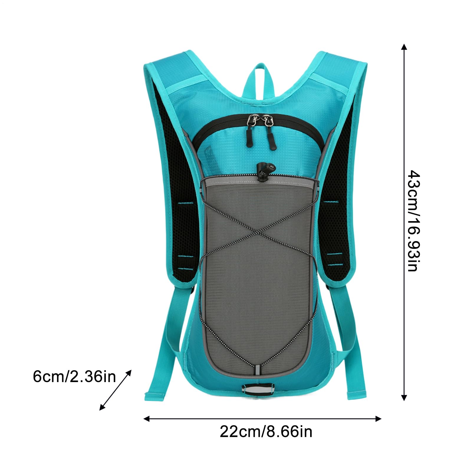 Water Backpack, Nylon Hydration Bag, Reflective Strips with Adjustable Shoulder Straps and Lightweight Sturdy Design for Hunting, Travel, Climbing, Gym, 16.93x8.66x2.36 inches