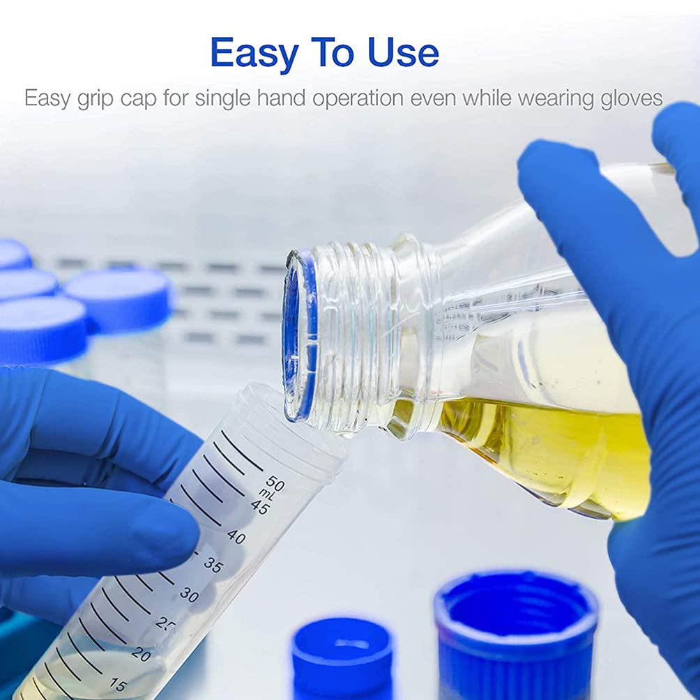 Provette vuote trasparenti con coperchio, 50 provette coniche for centrifuga da 50 ml con tappo a vite in plastica graduate e con segni di scrittura Contenitore for test di laboratorio