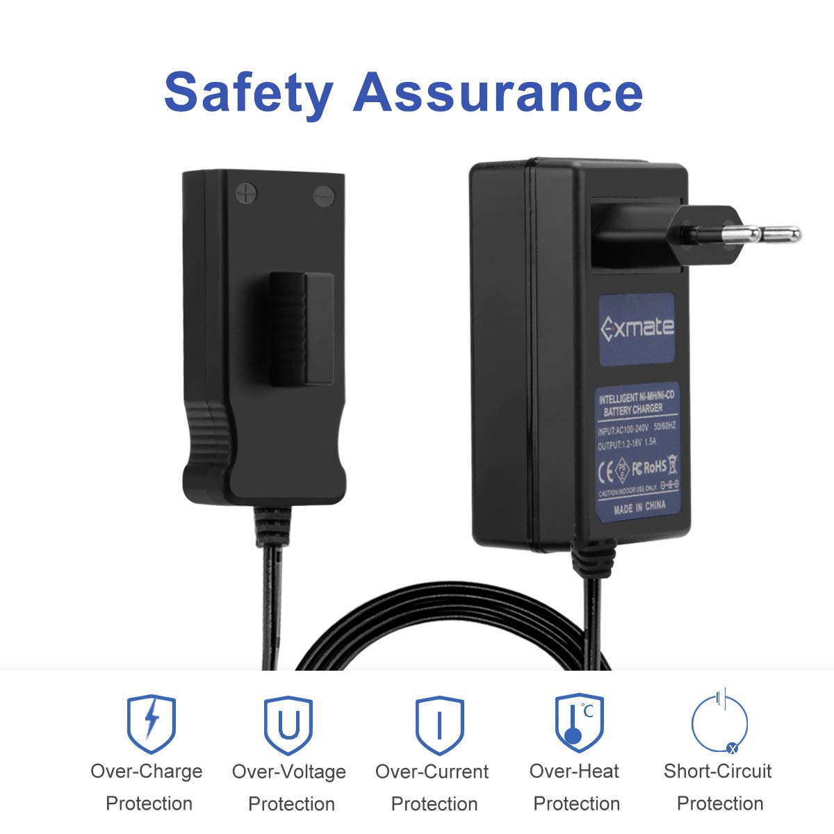 Exmate Cargador de 18 V para baterías de litio Gardena 9840-20 8878-20 8025-20 18 V (no para baterías NI-MH/NI-Cd)