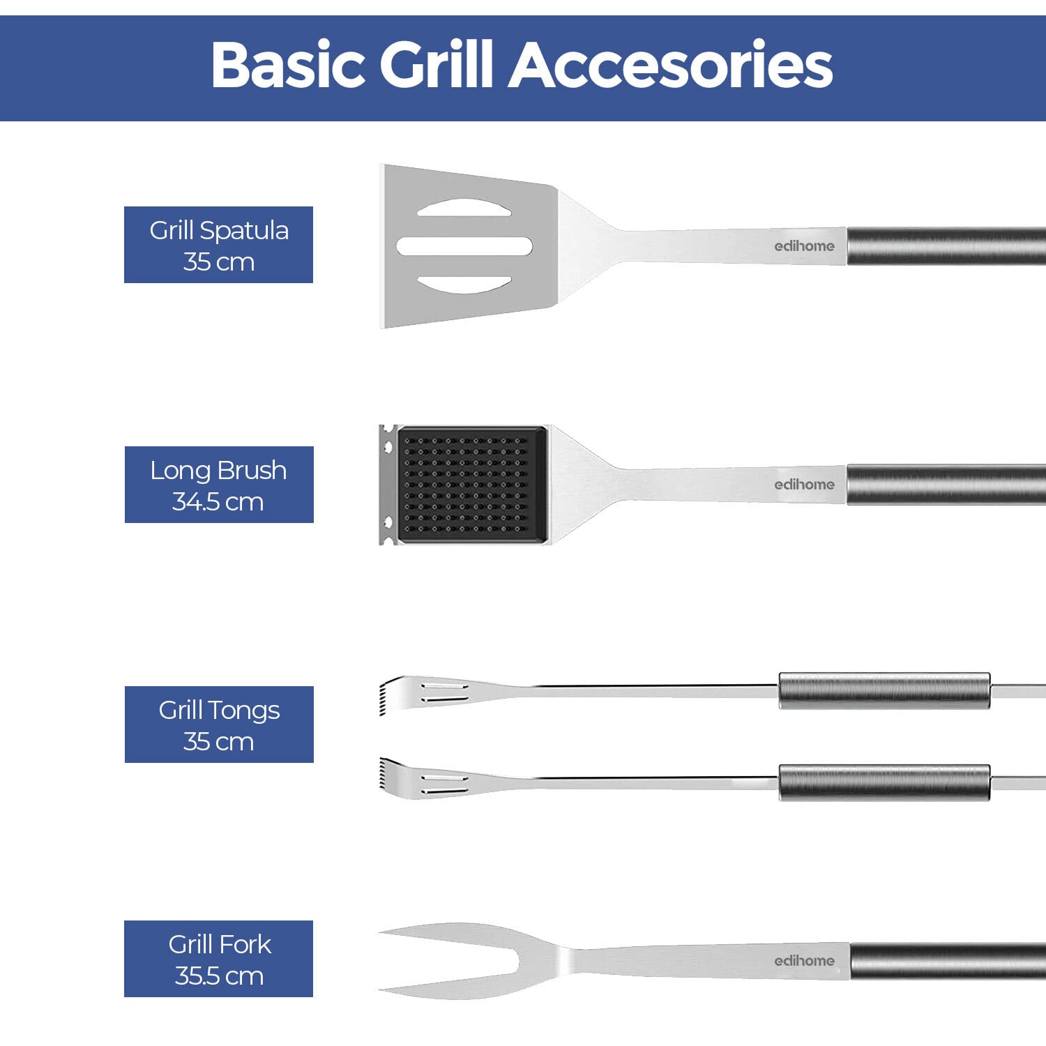 Edihome Zestaw Barbecue 25 Pezzi Acciaio Inossidabile z Kufrem Premium