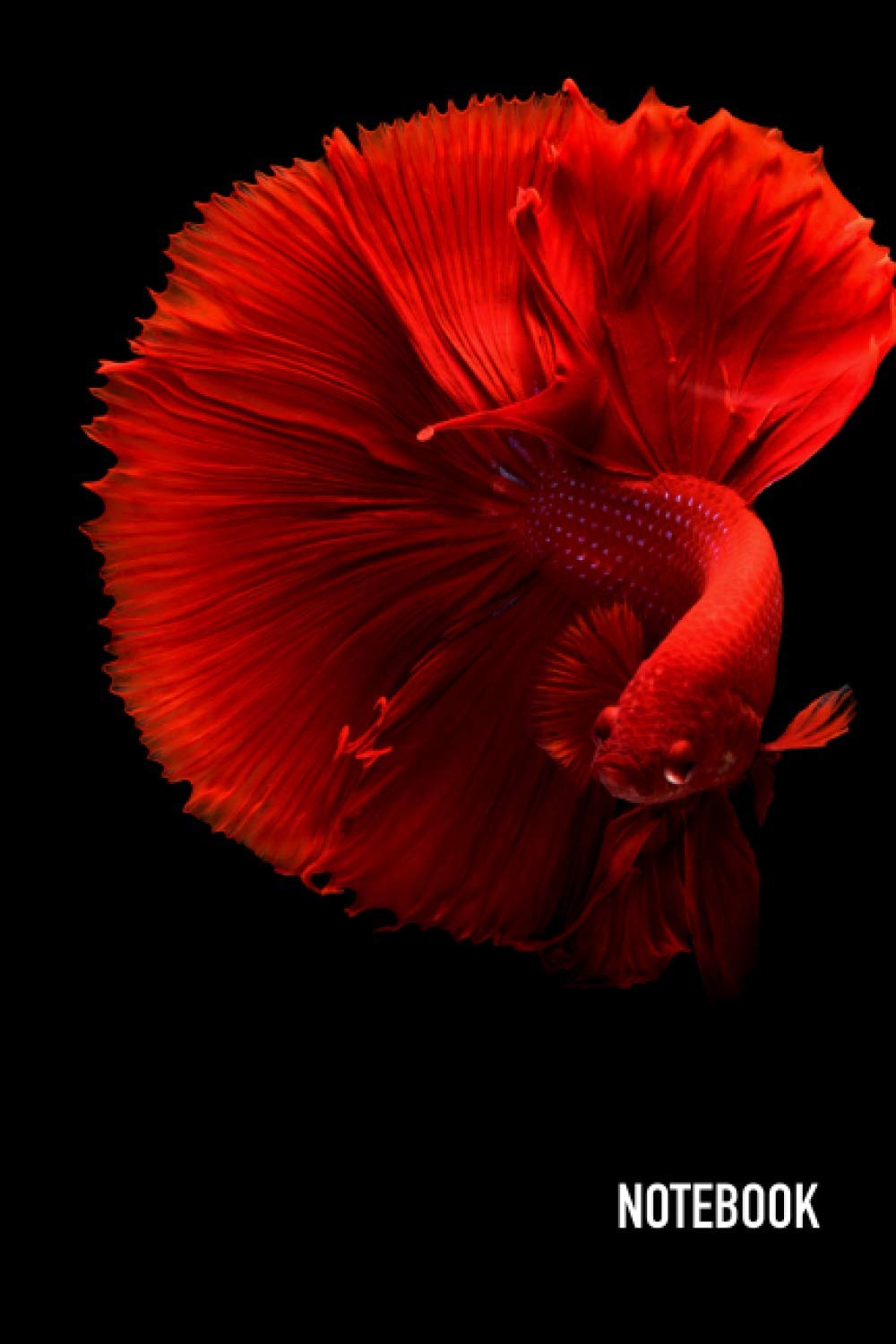 Notebook: Betta Fish Red Theme Cover Journal Cahier: 6 x 9 120 Lined Pages Notebook for Notes, Ideas, Observations, Sketches