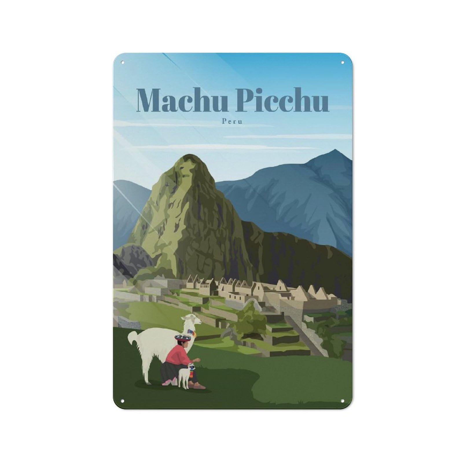 Junmoney Travel To Machu Picchu Metal Wall Decor Sign, Easy To Hang Plaque For Study, Gallery Wall Or Travel Inspired Room, 30X20cm