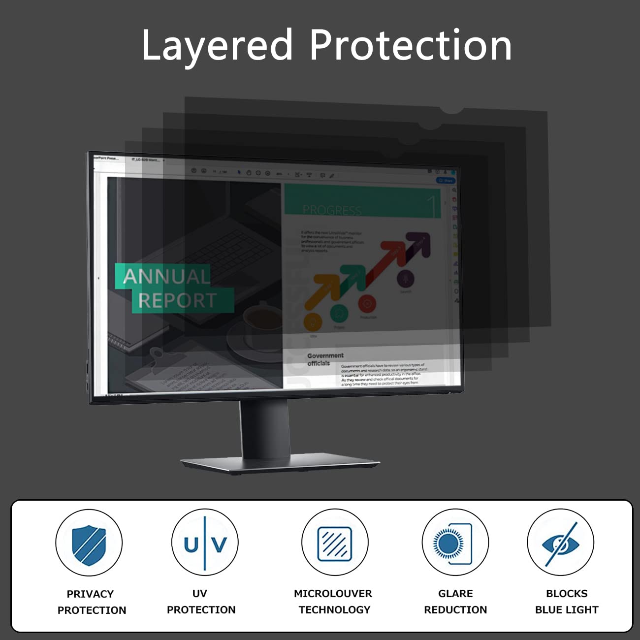 Lonkenn 23.8 Pulgadas Filtro de Privacidad Anti Luz Azul Antirreflectante para Monitor 16:9