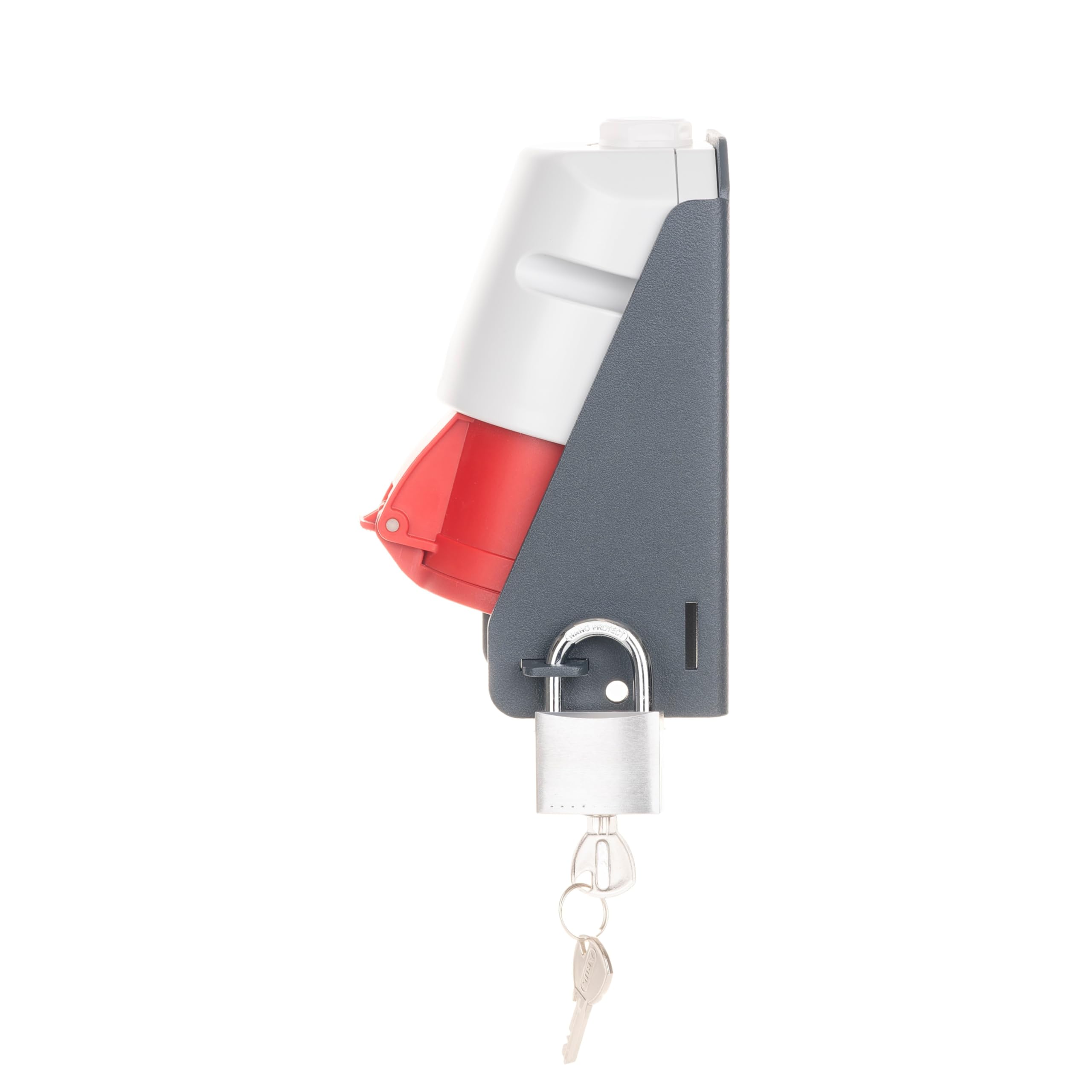 CEE Steckdose abschließbar – Industriesteckdose mit Aluminium-Gehäuse & Vorhängeschloss – Wandmontage (22 kW (400 V, 32 A, 3-phasig))