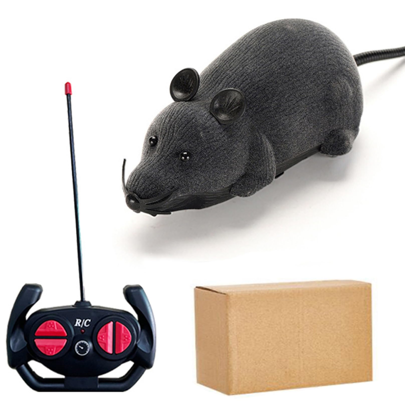 Suxdlan Remote Control Flocked Mouse Cat Toy - Realistic Interactive Electric Toy for Indoor Cats
