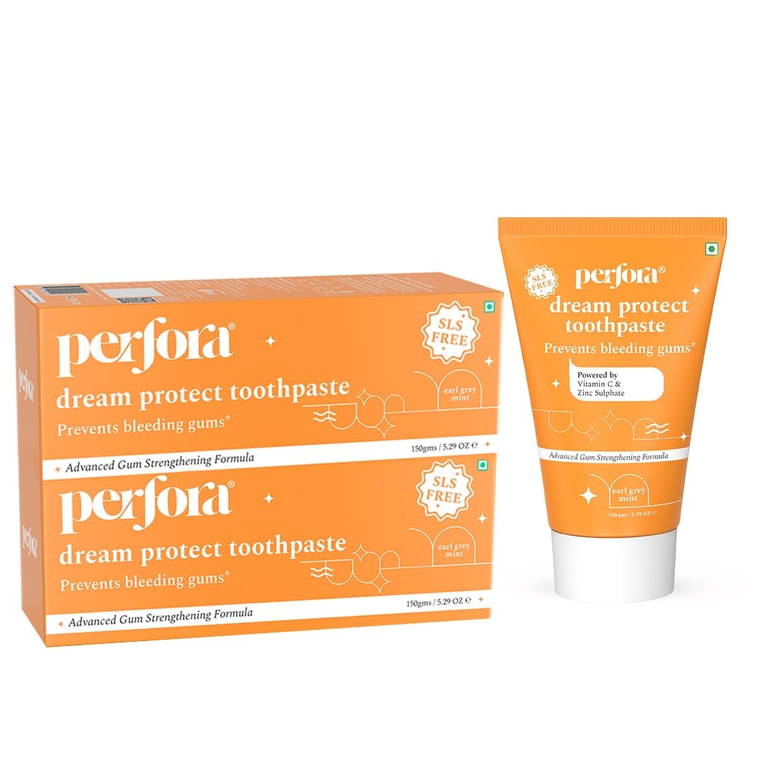 Perfora Gum Protection Toothpaste - 300 gms (150 gms X 2, Pack of 2 ) | Gum Relief Toothpaste | Toothpaste for Kids & Adults | SLS Free Toothpaste | No Artificial Sweeteners | Made Safe Certified | Vegan Friendly Toothpaste - Earl Grey Mint (Flavor)