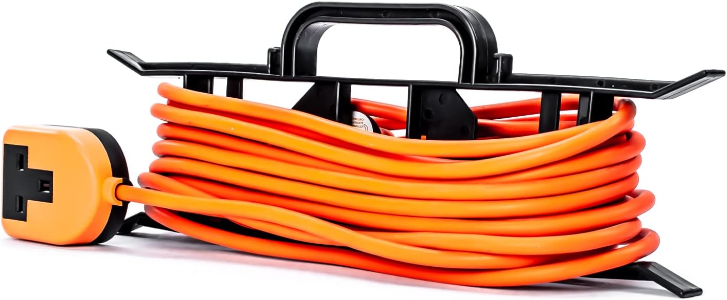 Status 10 Metre 13 Amp Orange Outdoor Extension Cable on 'H' Frame by Status International